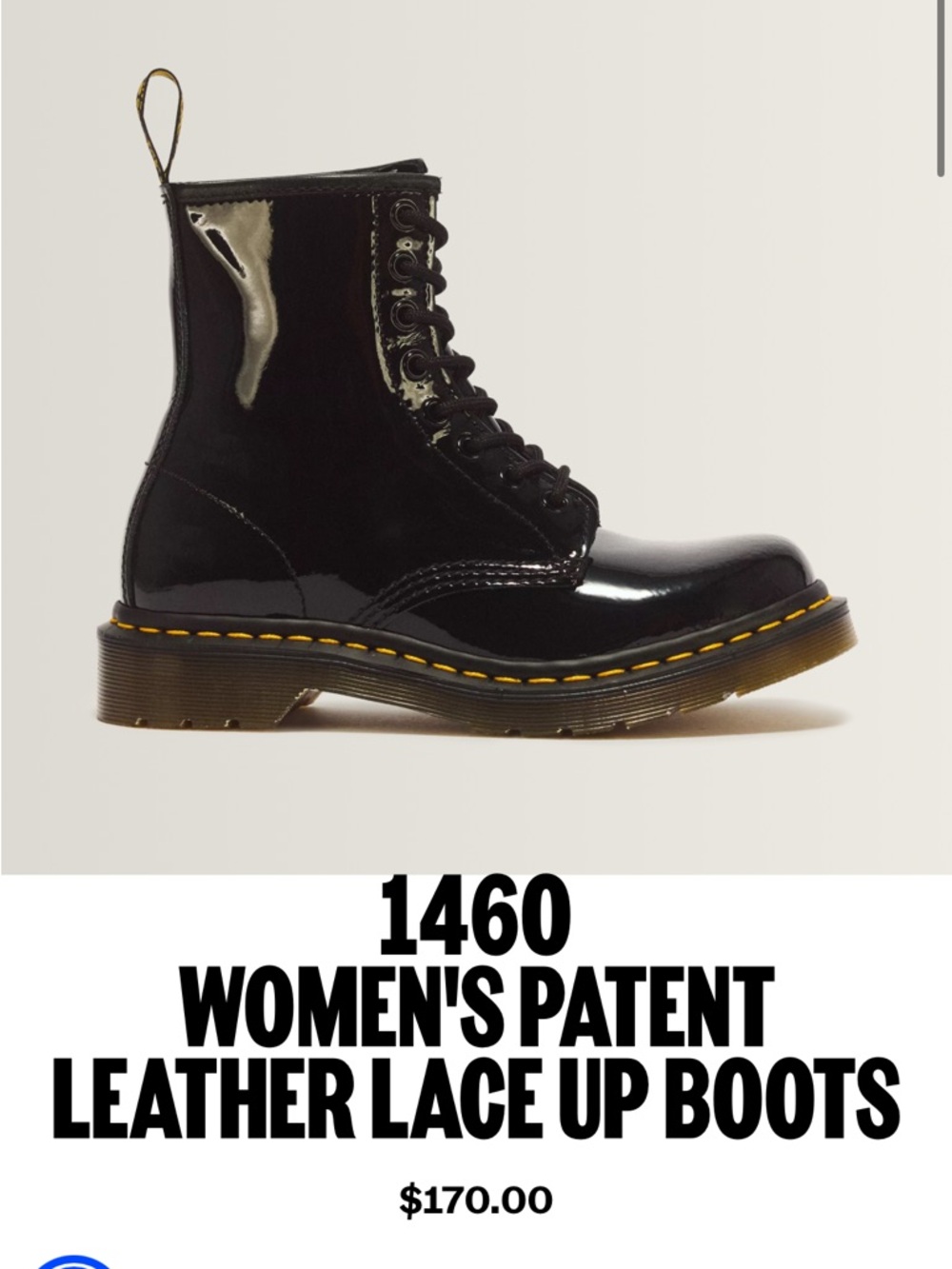 Dr. Martens Women's 1460 Patent Leather Lace-Up Boots - Black
